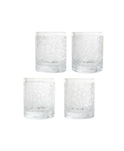 Godinger Y Animal Print Set Of Four Double Old Fashion Glasses