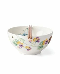 Lenox Butterfly Meadow 3 Piece Bowl Chopsticks
