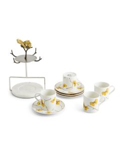 Michael Aram Butterfly Ginkgo 9 Piece Demitasse Cups And Stand Set