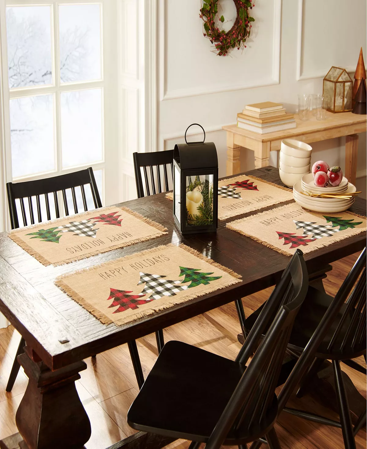 Elrene Farmhouse Living Holiday Plaid Christmas Tree Burlap Placemat, Set Of 4 6 Elrene Farmhouse Living Holiday Plaid Christmas Tree Burlap Placemat, Set Of 4 - Image 4