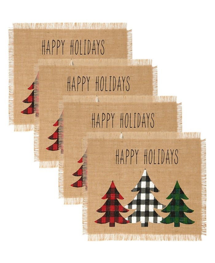 Elrene Farmhouse Living Holiday Plaid Christmas Tree Burlap Placemat, Set Of 4 3 Elrene Farmhouse Living Holiday Plaid Christmas Tree Burlap Placemat, Set Of 4