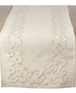 Saro Lifestyle Table Runner With Embroidered Border, 54 X 16
