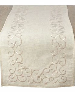 Saro Lifestyle Table Runner With Embroidered Border, 54 X 16