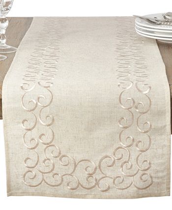 Table Runner With Embroidered Border, 54 X 16 Saro Lifestyle Table Runner With Embroidered Border, 54 X 16 -VilleroyBoch shop