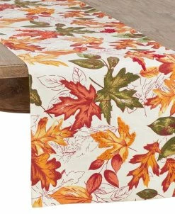 Saro Lifestyle Autumn Leaf Embroidered Table Runner, 54 X 16