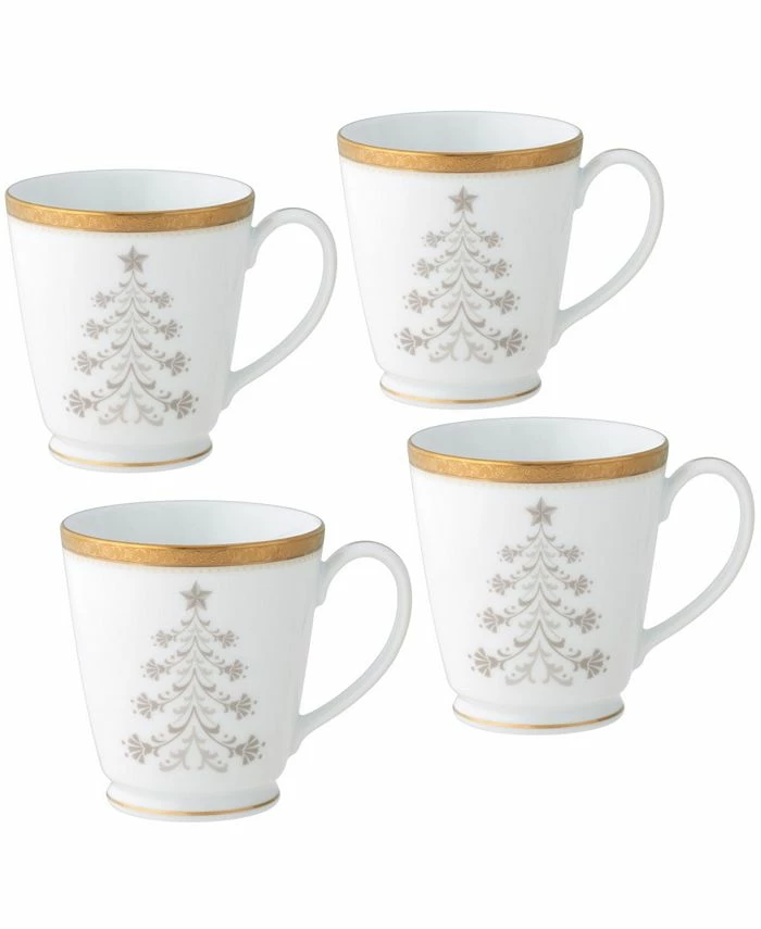 Noritake Charlotta Holiday Tree Mugs, Set Of 4