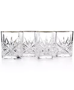 Godinger Dublin Platinum Double Old Fashioned Glasses, Set Of 4