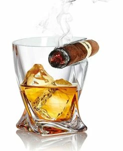 Classic Touch Bezrat Cigar Holder Twisted Drinking Glass