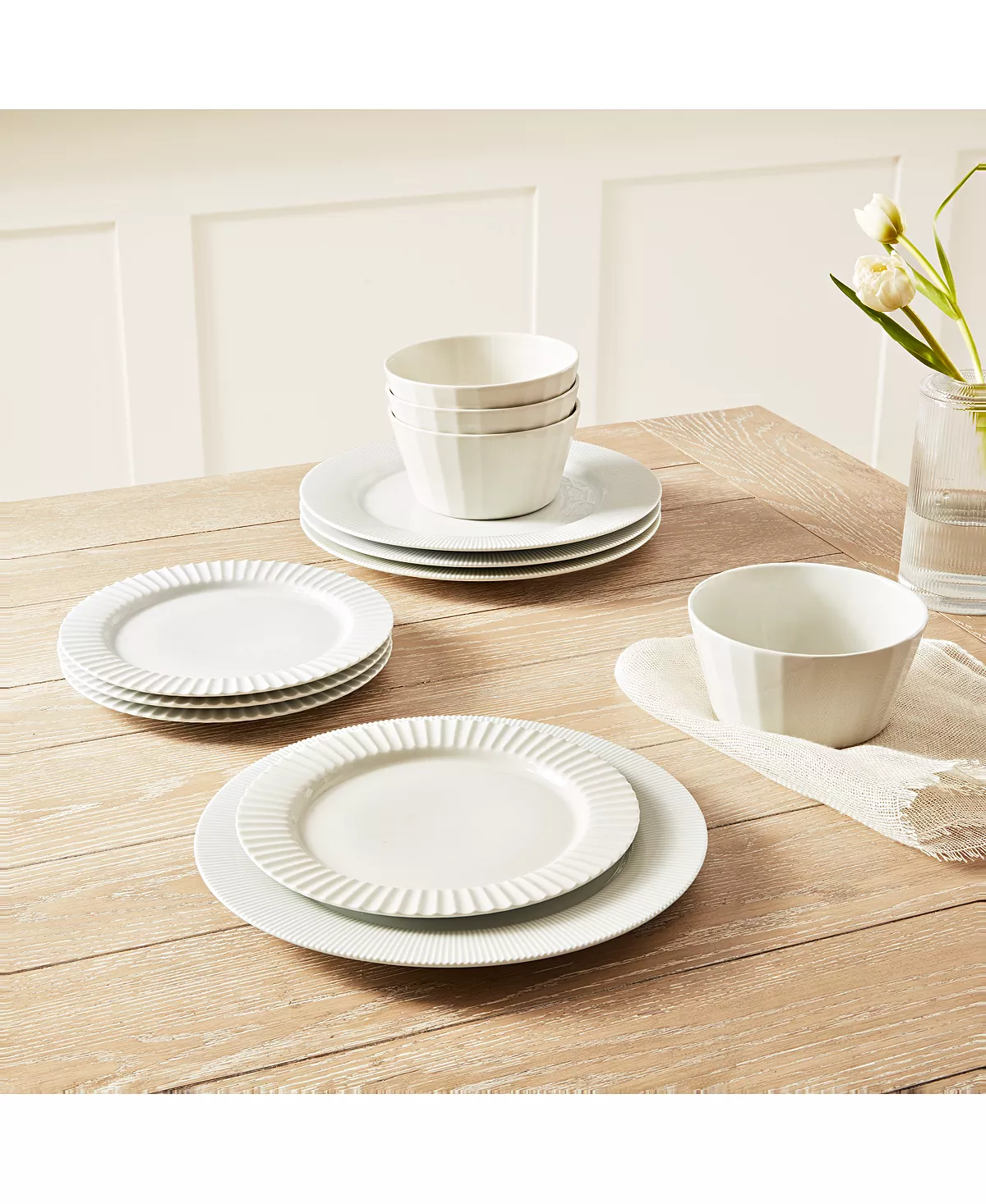 Hotel Collection Fluted 12-Pc. Dinnerware Set, Service For 4, Created For Macy's