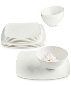 Hotel Collection Soft Square 12-Pc. Bone China Dinnerware Set, Service For 4, Created For Macy's
