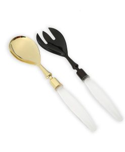 Classic Touch 12 Spoon And Fork With Acrylic Handles Salad Severs, Set Of 2