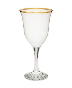 Classic Touch 12 Oz Water Glasses With Stem And Colored Rim, Set Of 6
