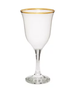 Classic Touch 12 Oz Water Glasses With Stem And Colored Rim, Set Of 6