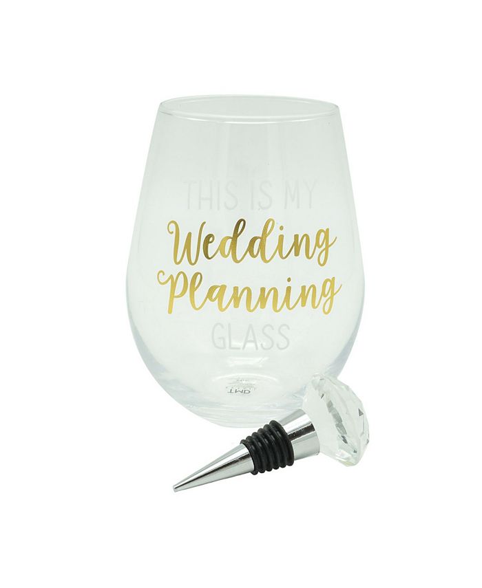 his Is My Wedding Planning Oversized Stemless Wine Glass And Stopper Set, 2 Pieces TMD Holdings His Is My Wedding Planning Oversized Stemless Wine Glass And Stopper Set, 2 Pieces -VilleroyBoch shop