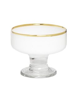 Classic Touch 4 Dessert Cups With Stem And Colored Rim, Set Of 6