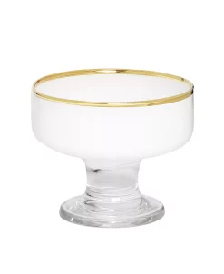 Classic Touch 4 Dessert Cups With Stem And Colored Rim, Set Of 6
