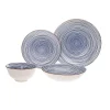 Godinger Blue Concentric Circle Design Stoneware Pattern Set, 4 Piece
