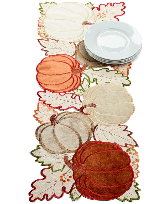 Elrene Pumpkin Foliage Cutwork Allover Fabric Centerpiece, 13 X 36 3 Elrene Pumpkin Foliage Cutwork Allover Fabric Centerpiece, 13 X 36