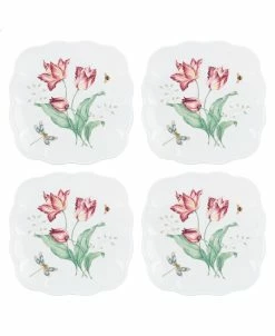 Lenox Butterfly Meadow Square Accent Plate Set, Set Of 4