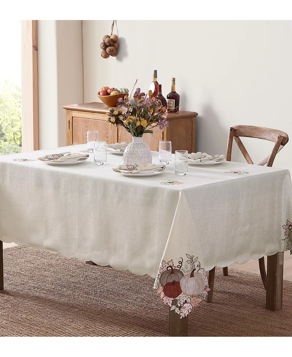 Elrene Pumpkin Foliage Cutwork Fabric Tablecloth, 60 X 120 - Image 2