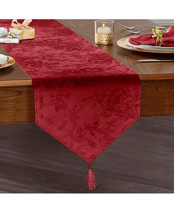 Poinsettia Jacquard Holiday Table Runner Elrene Poinsettia Jacquard Holiday Table Runner -VilleroyBoch shop