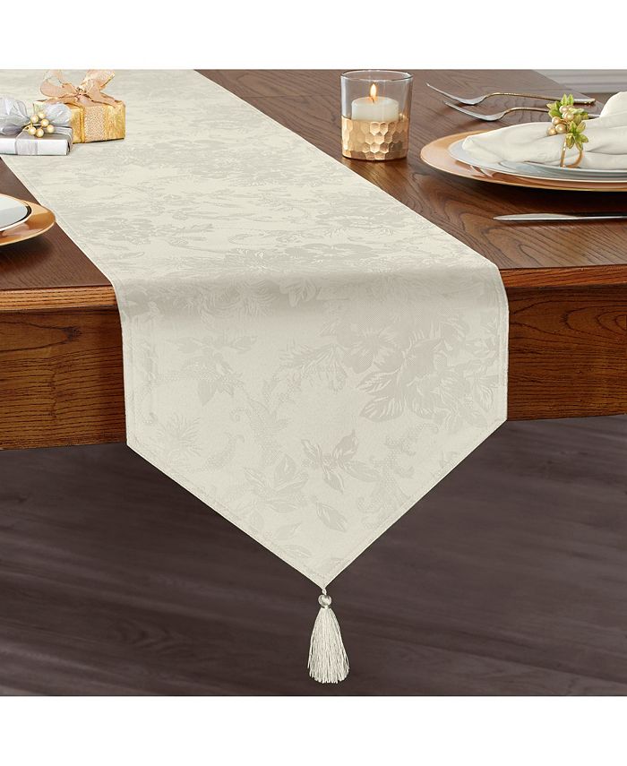 Poinsettia Jacquard Holiday Table Runner Elrene Poinsettia Jacquard Holiday Table Runner -VilleroyBoch shop