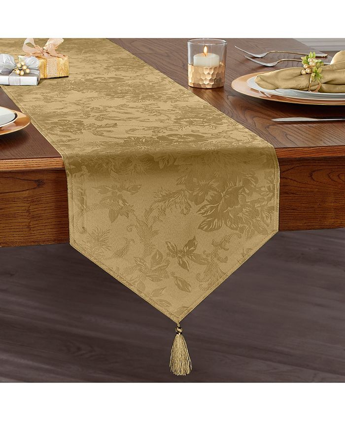 Poinsettia Jacquard Holiday Table Runner Elrene Poinsettia Jacquard Holiday Table Runner -VilleroyBoch shop