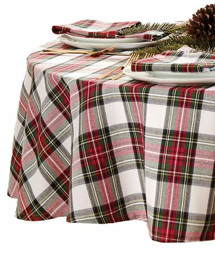 Elrene Christmas Classic Holiday Plaid Tablecloth, 70 X 70