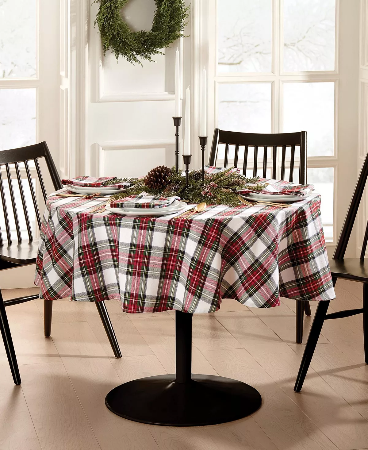 Elrene Christmas Classic Holiday Plaid Tablecloth, 70 X 70 - Image 2