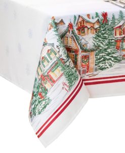 Elrene Storybook Christmas Village Holiday Tablecloth, 120 X 60