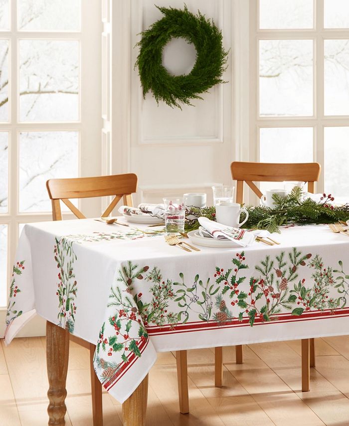 Winter Holiday Berry Fabric Tablecloth, 120 X 60 Elrene Winter Holiday Berry Fabric Tablecloth, 120 X 60 -VilleroyBoch shop