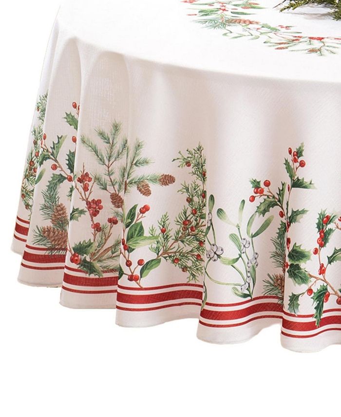 Winter Holiday Berry Fabric Tablecloth, 70 X 70 Elrene Winter Holiday Berry Fabric Tablecloth, 70 X 70 -VilleroyBoch shop