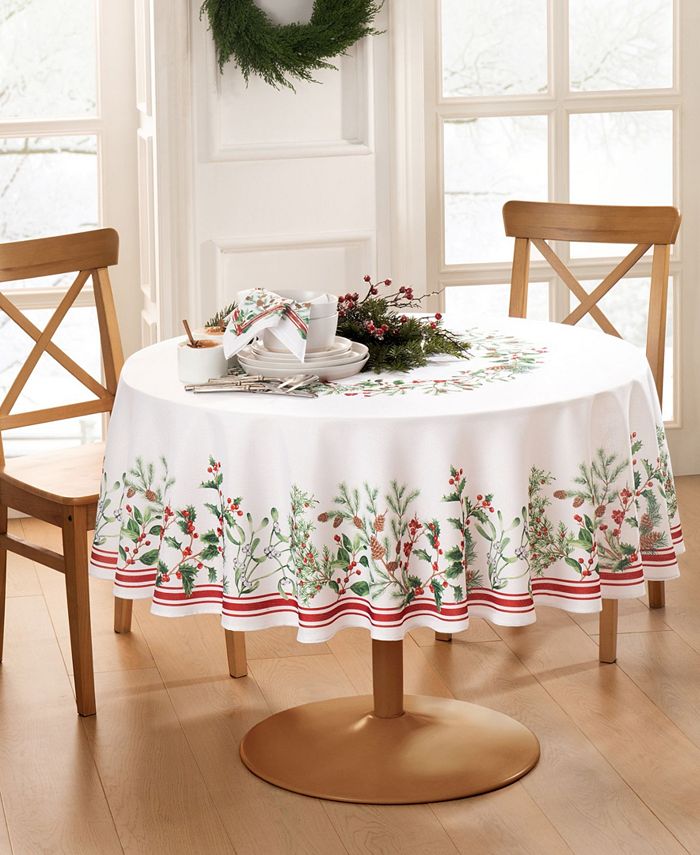 Winter Holiday Berry Fabric Tablecloth, 70 X 70 Elrene Winter Holiday Berry Fabric Tablecloth, 70 X 70 -VilleroyBoch shop