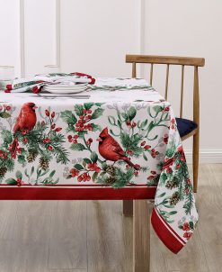 Elrene Cardinals Double-Border Fabric Tablecloth, 60 X 84