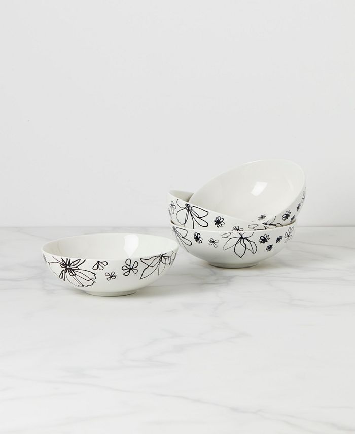 Kate Spade New York Garden Doodle 4 Piece Soup And Cereal Bowl Set 4 Kate Spade New York Garden Doodle 4 Piece Soup And Cereal Bowl Set - Image 2