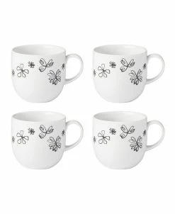Kate Spade New York Garden Doodle 4 Piece Mugs Set