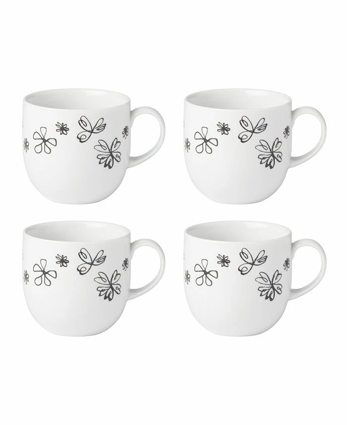 Kate Spade New York Garden Doodle 4 Piece Mugs Set