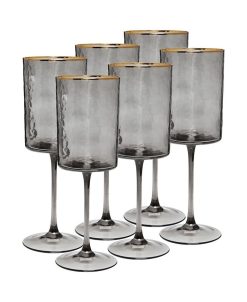 Classic Touch Smoked Square Shaped Wine Glasses 6 Piece Set, Service For 6