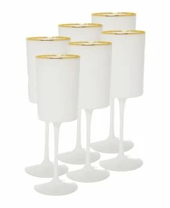 Classic Touch Square Shaped Wine Glasses With Rim 6 Piece Set, Service For 6