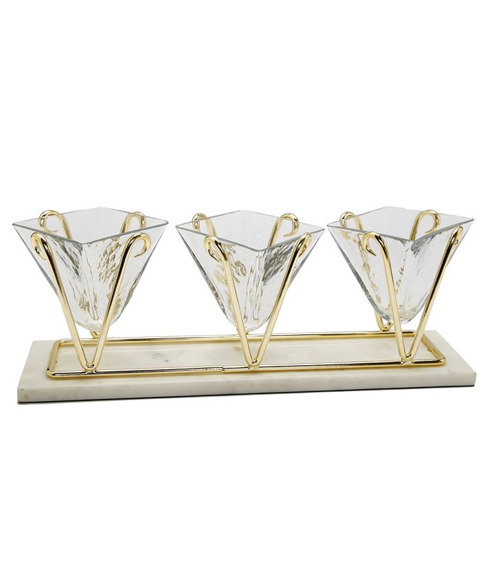 3 Sectional Glass Relish Dish With Brass And Marble Base Classic Touch 3 Sectional Glass Relish Dish With Brass And Marble Base -VilleroyBoch shop