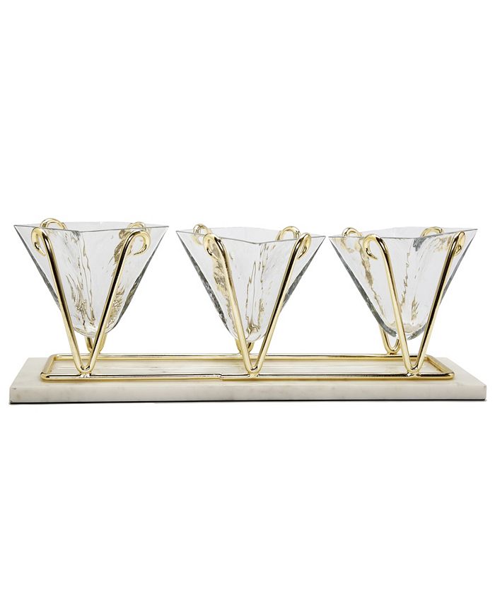 3 Sectional Glass Relish Dish With Brass And Marble Base Classic Touch 3 Sectional Glass Relish Dish With Brass And Marble Base -VilleroyBoch shop