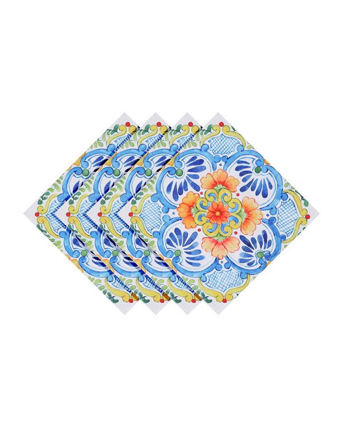 Laural Home Talavera Set Of 4 Napkins, 20 X 20 3 Laural Home Talavera Set Of 4 Napkins, 20 X 20