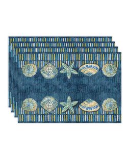 Laural Home Embellished Shells Set Of 4 Placemats, 13 X 19