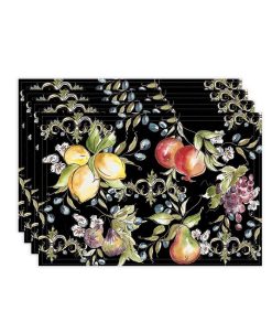 Laural Home Tuscan Fruit Sketch Set Of 4 Placemats, 13 X 19