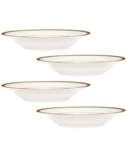 Noritake Charlotta Gold Set Of 4 Rim Soup Bowls, Service For 4
