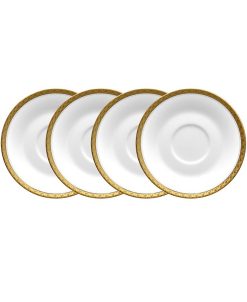 Noritake Charlotta Gold Set Of 4 Saucers, Service For 4