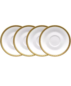 Noritake Charlotta Gold Set Of 4 Saucers, Service For 4