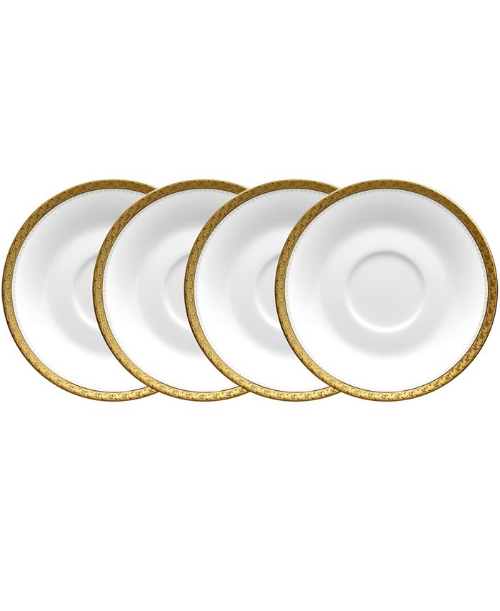 Noritake Charlotta Gold Set Of 4 Saucers, Service For 4 3 Noritake Charlotta Gold Set Of 4 Saucers, Service For 4