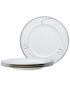 Noritake Platinum Wave Set Of 4 Dinner Plates, Service For 4