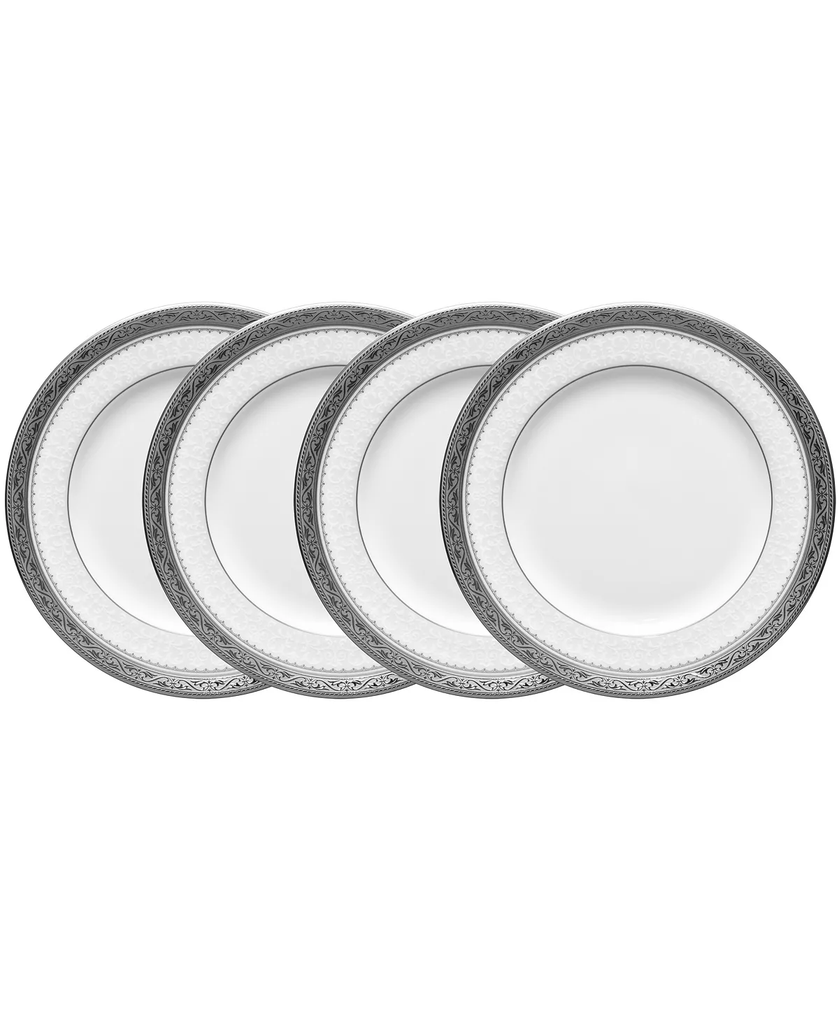 Noritake Odessa Platinum Set Of 4 Bread Butter And Appetizer Plates, Service For 4